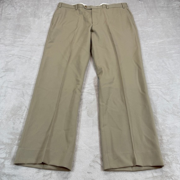 Brooks Brothers Other - Brooks Brothers 1818 Men 40x32 Tan 100% Wool Flat Front Dress Pants Classic Fit